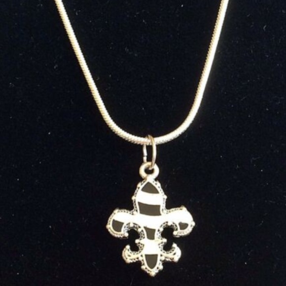 Silver Fleur de Lis Necklace 18" Nola Saints - Picture 1 of 8